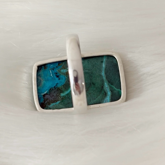 Sterling Silver 925 Ring Size 9 1/4 9.25 Malachite Chrysocolla Southwest - Picture 8 of 11